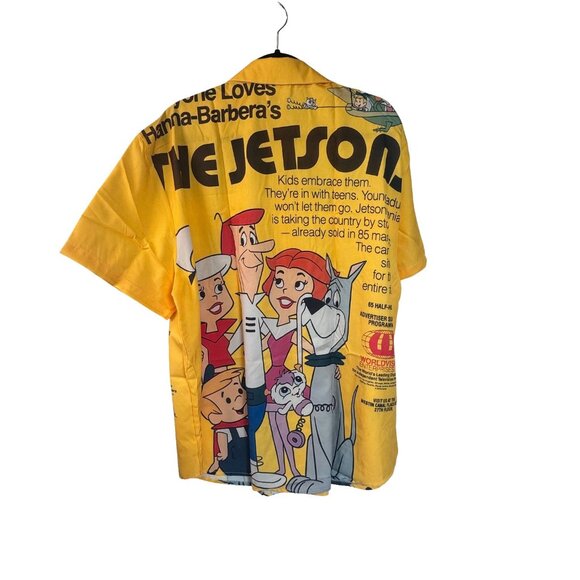 The Jetsons Cartoon Graphic Print Button Up Shirt Yellow Retro Hanna-Barbera 3XL - Picture 2 of 2